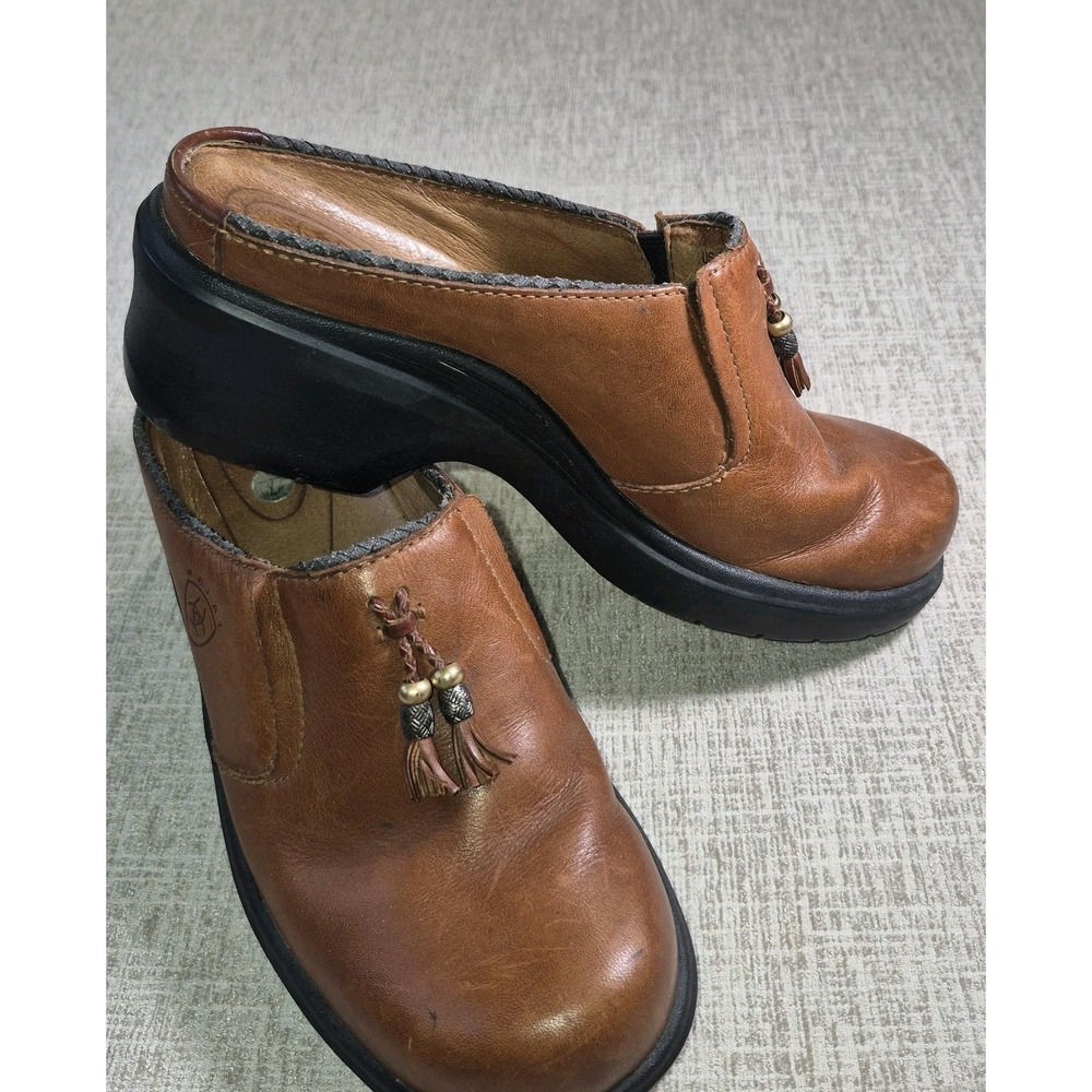 Ariat Mendocino Tassel Women's Size 7 B Brown Leather Slip On Mule Clog
